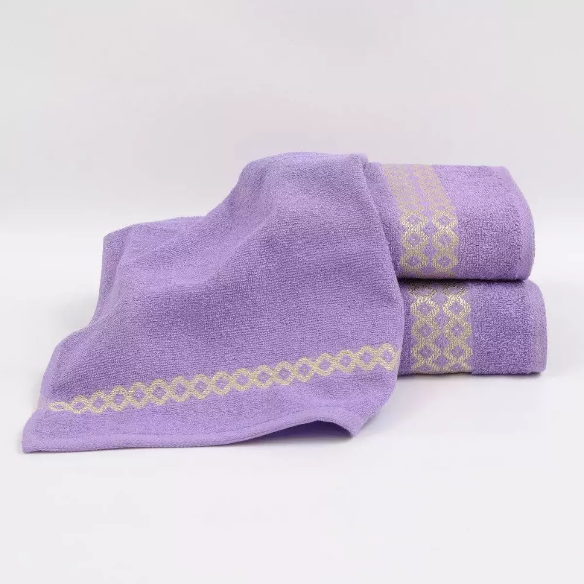 Комплект махровых полотенец Comfort Life "Блеск" (сирень) 70х130, 50х80 и 30х60