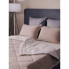 Комплект с одеялом DonCotton "Вареный хлопок" (полоса беж), семейный