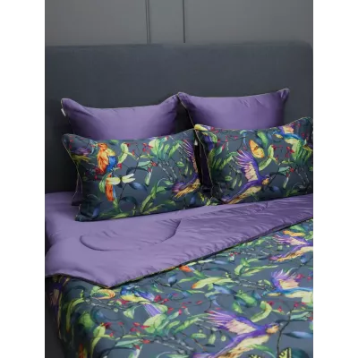 Комплект с одеялами KAZANOV.A "Колибри" аметист графит (тенсель/египетский хлопок), семейный