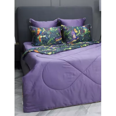 Комплект с одеялами KAZANOV.A "Колибри" аметист графит (тенсель/египетский хлопок), семейный