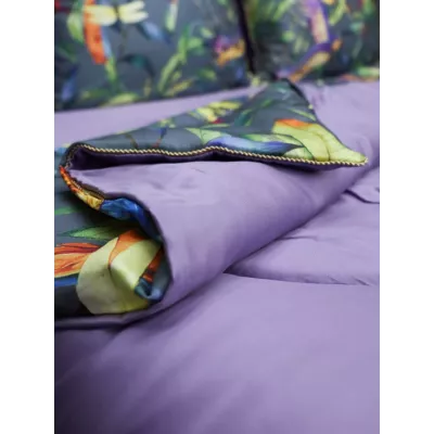 Комплект с одеялами KAZANOV.A "Колибри" аметист графит (тенсель/египетский хлопок), семейный