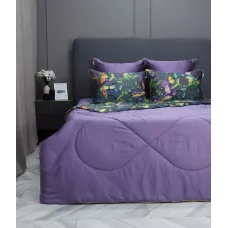 Комплект с одеялами KAZANOV.A "Колибри" аметист графит (тенсель/египетский хлопок), семейный