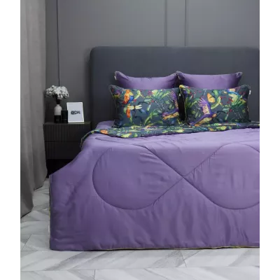 Комплект с одеялами KAZANOV.A "Колибри" аметист графит (тенсель/египетский хлопок), семейный