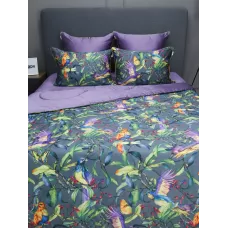 Комплект с одеялами KAZANOV.A "Колибри" аметист графит (тенсель/египетский хлопок), семейный