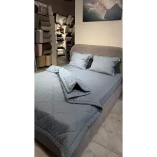 Комплект с одеялами DonCotton "Stripe Sateen" (синий туман), семейный