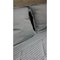 Комплект с одеялами DonCotton "Stripe Sateen" (синий туман), семейный