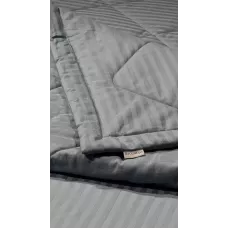 Комплект с одеялами DonCotton "Stripe Sateen" (синий туман), семейный