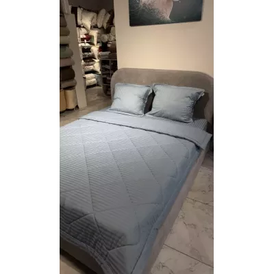 Комплект с одеялом DonCotton "Stripe Sateen" (синий туман), 1.5 спальный