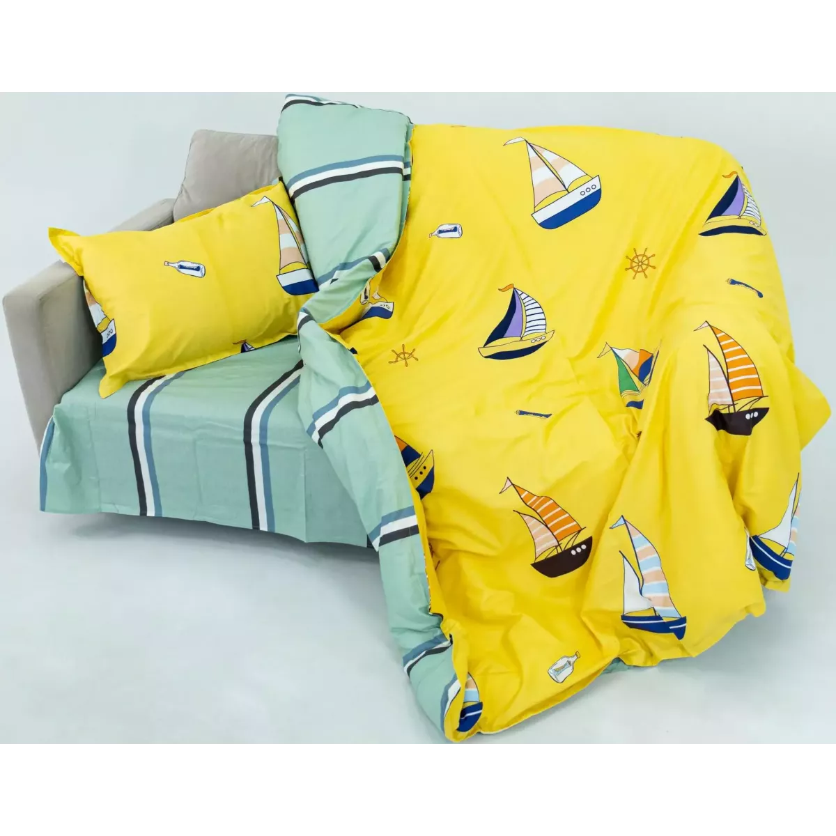 Комплект постельного белья Sofi De Marko “Кораблики” (желтый), 1.5 спальный
