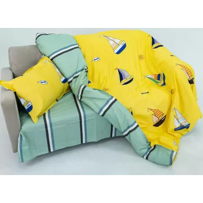 Комплект постельного белья Sofi De Marko “Кораблики” (желтый), 1.5 спальный