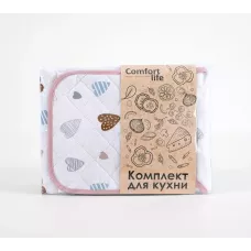 Набор для кухни "С любовью" (фартук 60х70, прихватка 20х20, салфетка 47х60)