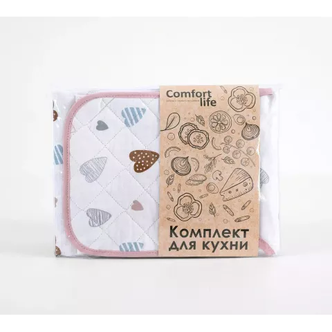 Набор для кухни "С любовью" (фартук 60х70, прихватка 20х20, салфетка 47х60)
