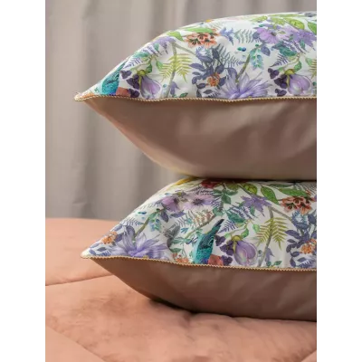 Комплект с одеялом KAZANOV.A “Маки” марсала бежевый (египетский хлопок-велюр), евро