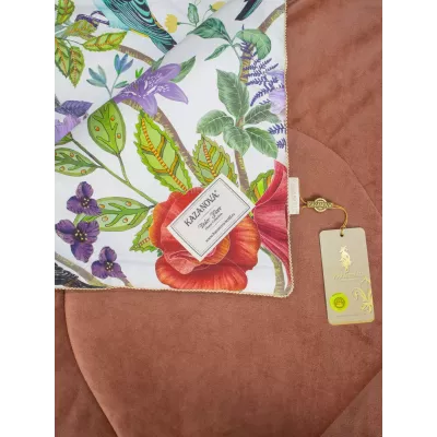 Комплект с одеялом KAZANOV.A “Маки” марсала бежевый (египетский хлопок-велюр), евро