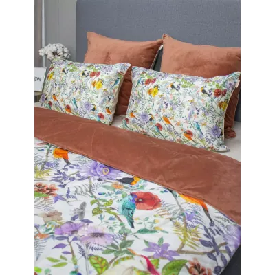 Комплект с одеялом KAZANOV.A “Маки” марсала бежевый (египетский хлопок-велюр), евро