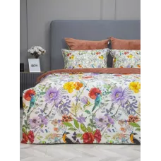 Комплект с одеялом KAZANOV.A “Маки” марсала бежевый (египетский хлопок-велюр), евро