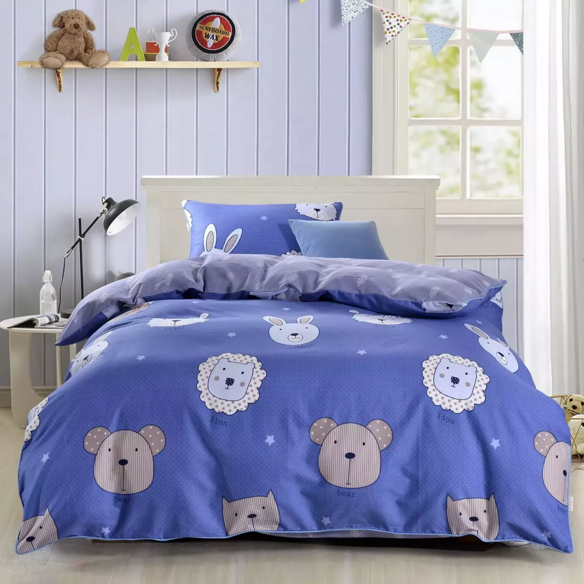 Комплект постельного белья Sofi De Marko “Зоомир” (синий), 1.5 спальный