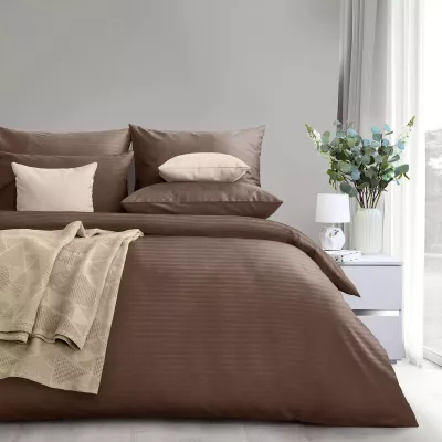 Комплект постельного белья Verossa stripe-sateen “Taupe”, двуспальный
