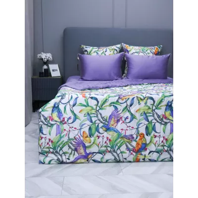 Комплект с одеялами KAZANOV.A "Колибри" аметист жемчуг (тенсель/египетский хлопок), семейный