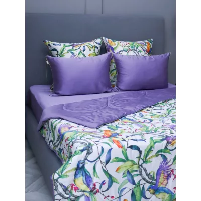 Комплект с одеялами KAZANOV.A "Колибри" аметист жемчуг (тенсель/египетский хлопок), семейный
