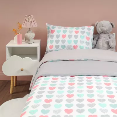 Комплект постельного белья Siberia Home “Сердечки” (голубой), 1.5 спальный