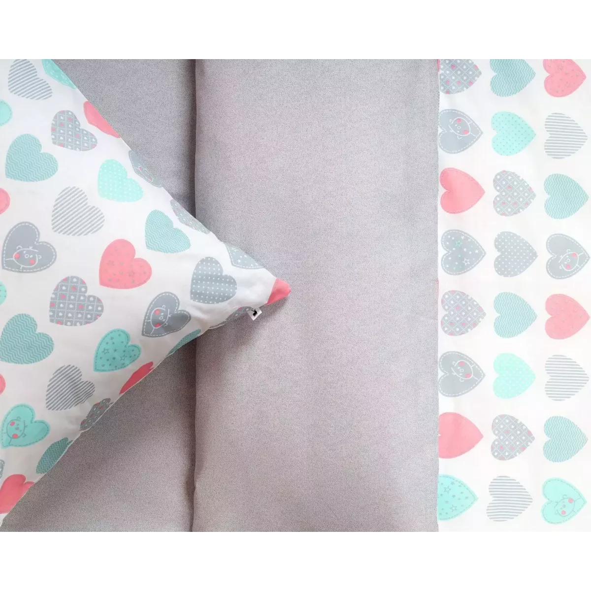 Комплект постельного белья Siberia Home “Сердечки” (голубой), 1.5 спальный