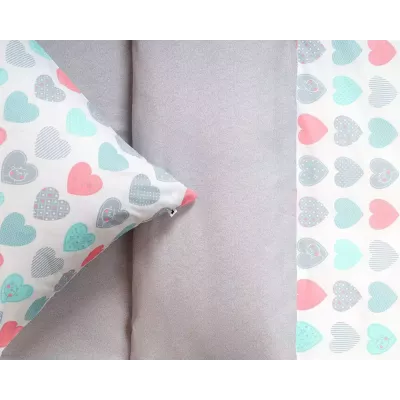 Комплект постельного белья Siberia Home “Сердечки” (голубой), 1.5 спальный