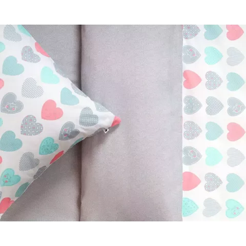 Комплект постельного белья Siberia Home “Сердечки” (голубой), 1.5 спальный