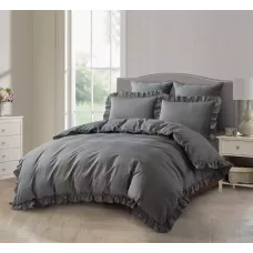 Комплект постельного белья Karteks "Вареный жаккард с рюшей" VJ-05, евро