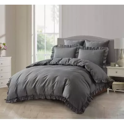 Комплект постельного белья Karteks "Вареный жаккард с рюшей" VJ-05, евро