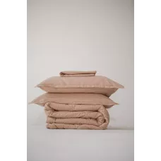 Комплект с одеялом DonCotton "Stripe Sateen" (миндаль), евро