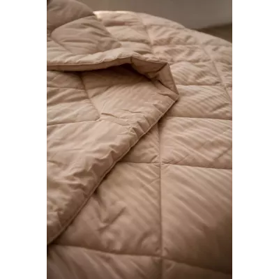 Комплект с одеялом DonCotton "Stripe Sateen" (миндаль), евро