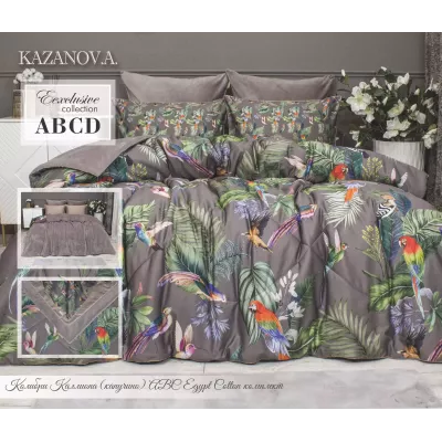 Комплект с одеялами Kazanov.a “Колибри Каллиопа” капучино (египетский хлопок-велюр), семейный