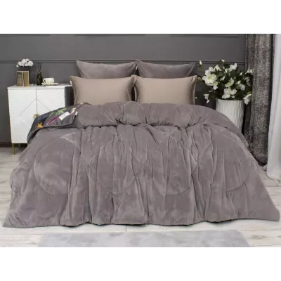 Комплект с одеялами Kazanov.a “Колибри Каллиопа” капучино (египетский хлопок-велюр), семейный