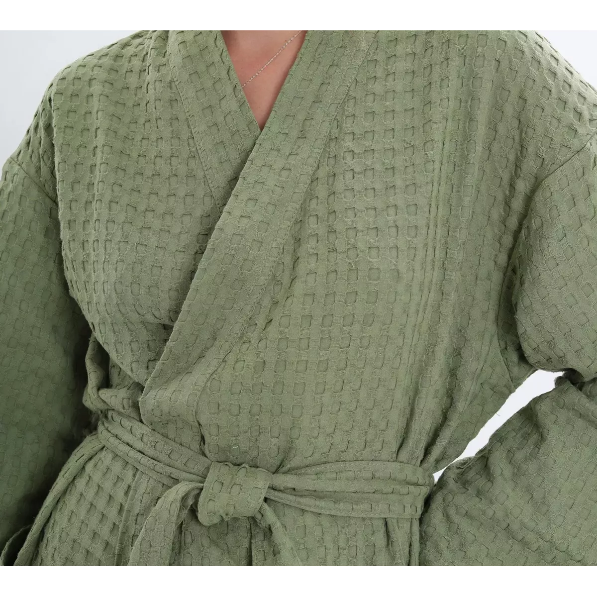 Халат вафельный унисекс "Relax" (оливковый)