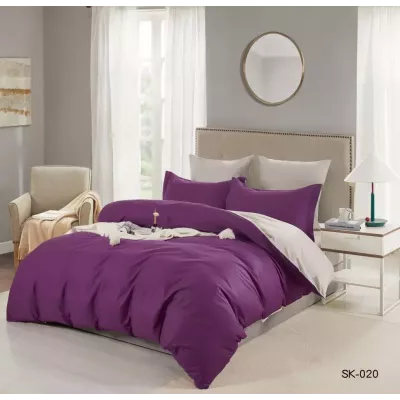 Комплект постельного белья Karteks "Сатин однотонный комбинированный" SK-020, евро