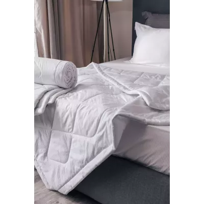 Комплект с одеялом DonCotton "Stripe Sateen Mini" (белый), евро