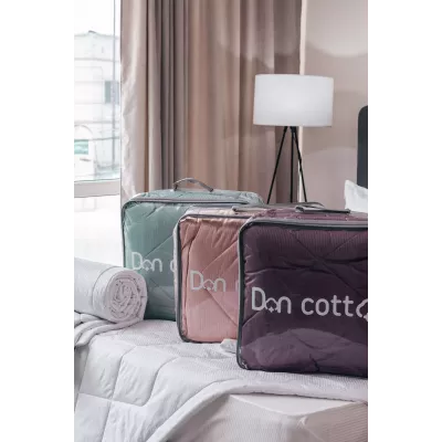 Комплект с одеялом DonCotton "Stripe Sateen Mini" (белый), евро