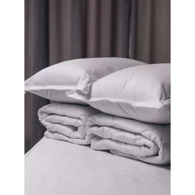 Комплект с одеялом DonCotton "Stripe Sateen Mini" (белый), евро