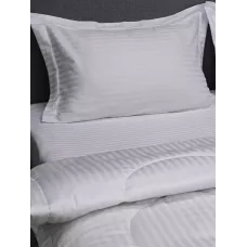 Комплект с одеялом DonCotton "Страйп-сатин" (белый), 1.5 спальный