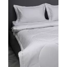 Комплект с одеялом DonCotton "Страйп-сатин" (белый), 1.5 спальный