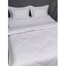 Комплект с одеялом DonCotton "Страйп-сатин" (белый), 1.5 спальный