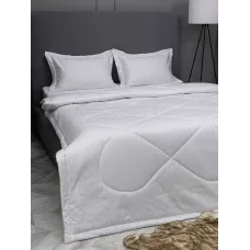 Комплект с одеялом DonCotton "Страйп-сатин" (белый), 1.5 спальный