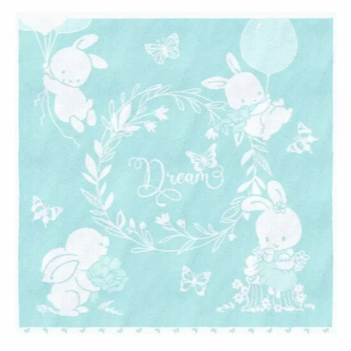 Полотенце махровое детское Облачко “Bunny” (Нежно-бирюзовый/белый), 100х100