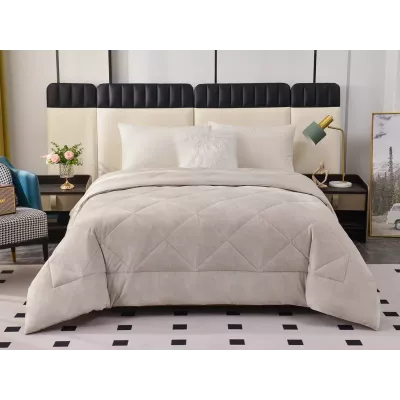 Двустороннее одеяло полуторное Sofi De Marko «Монако» крем (велюр-сатин) 160х220