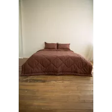 Комплект с одеялом DonCotton "Stripe Sateen" (шоколад), евро
