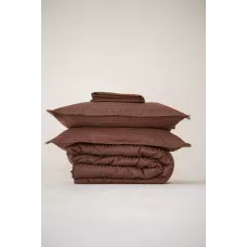 Комплект с одеялом DonCotton "Stripe Sateen" (шоколад), евро