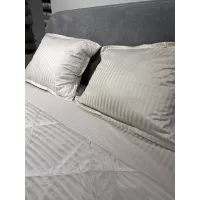 Комплект с одеялом DonCotton "Stripe Sateen " (лунный свет), семейный