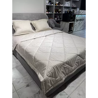 Комплект с одеялом DonCotton "Stripe Sateen " (лунный свет), семейный