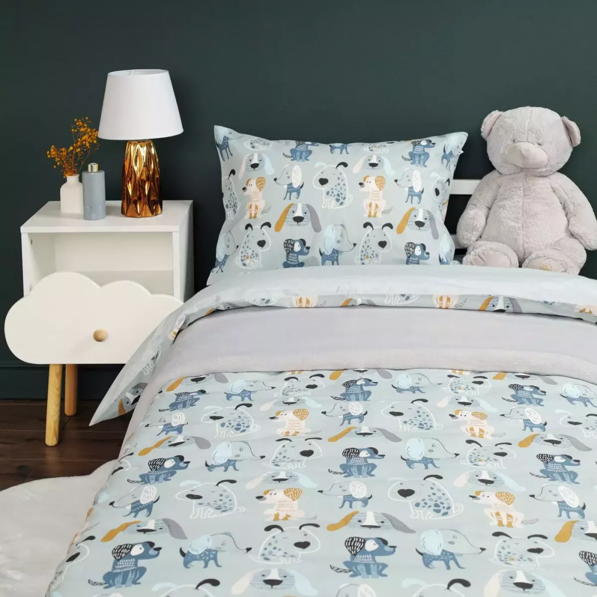 Комплект постельного белья Siberia Home “Собачки” (серый), 1.5 спальный